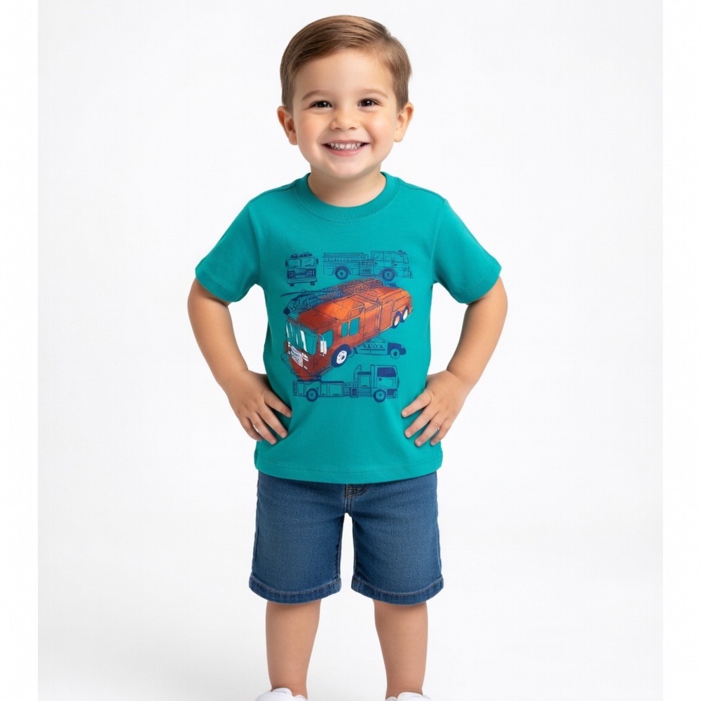 Toddler Firetruck Police Graphic Tee Size 4T